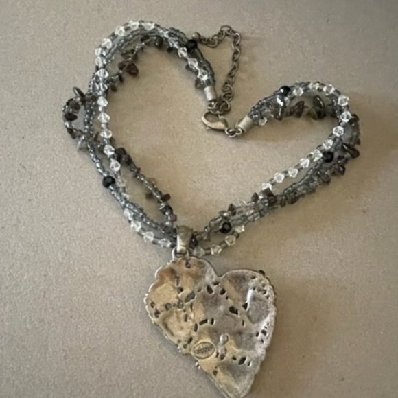 Chicos Gorgeous Amethyst Chip Necklace base metal with Glass Beads Pearls - Picture 7 of 9